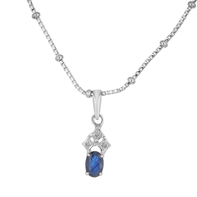 Sterling Silver Sapphire & Diamond Pendant