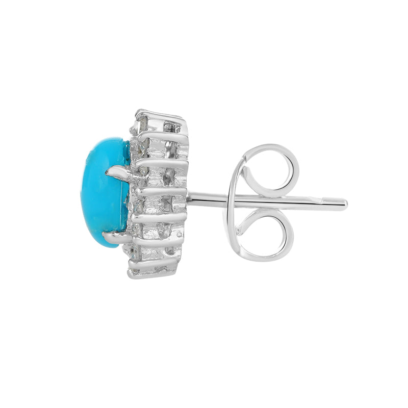 Sterling Silver Turquoise & Diamond Stud