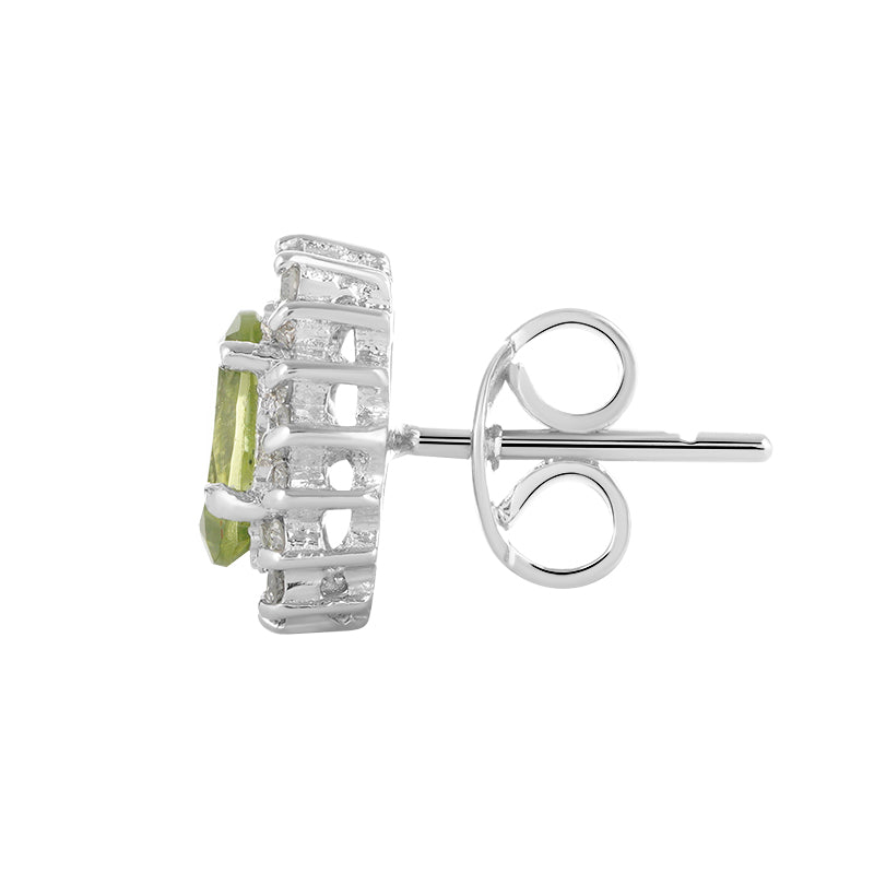 Sterling Silver Peridot & Diamond Stud