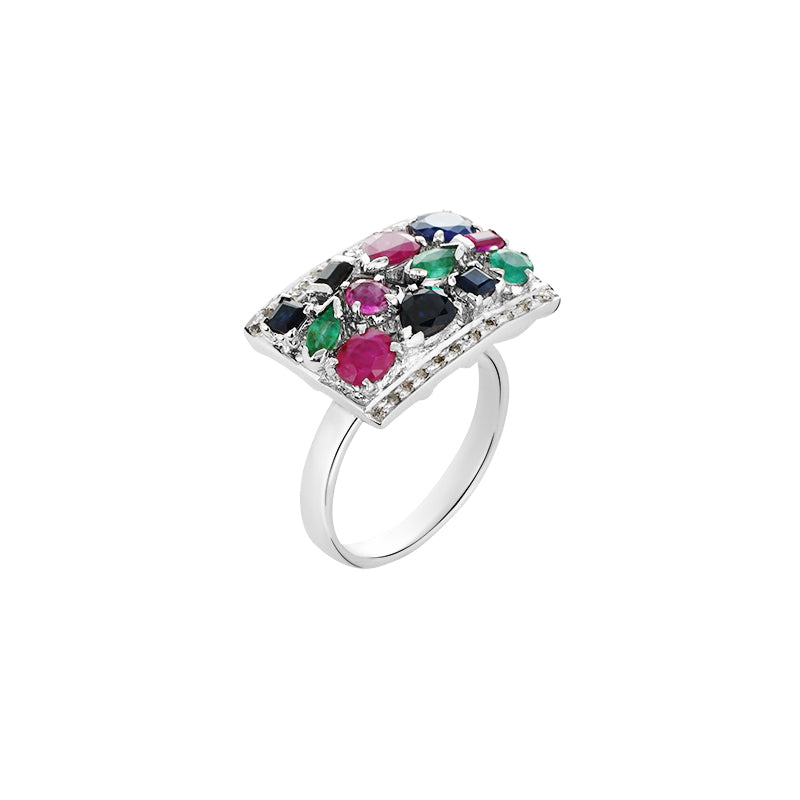 Multi-Color Ring Set in Sterling Silver