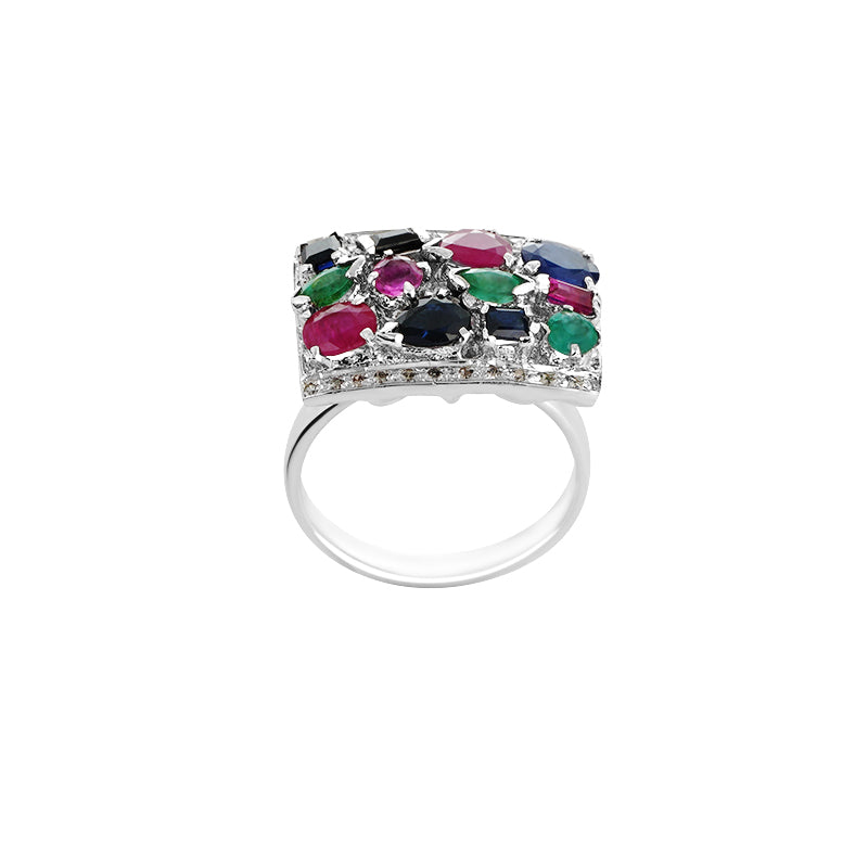 Multi-Color Ring Set in Sterling Silver