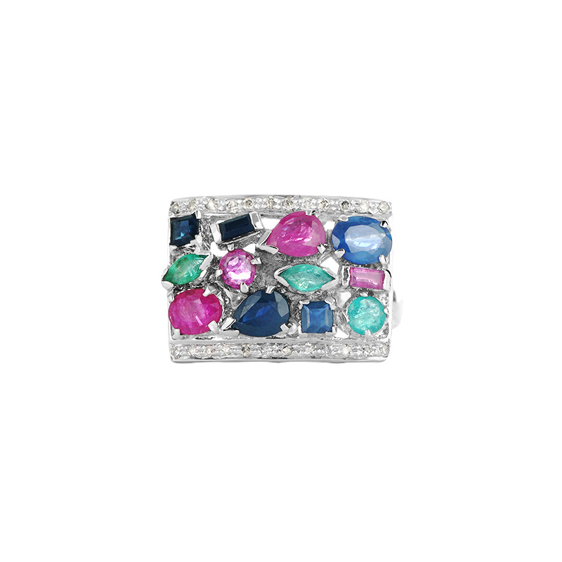 Multi-Color Ring Set in Sterling Silver