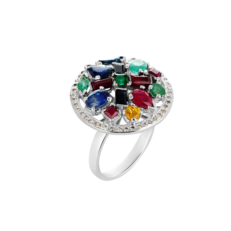 Multi-Color Ring Set in Sterling Silver