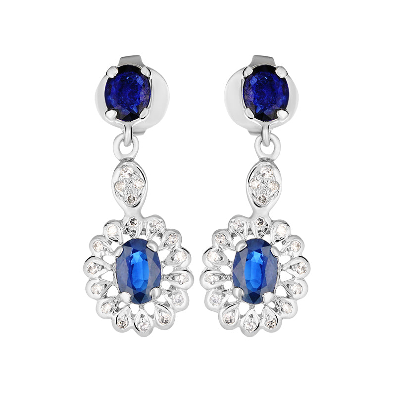 Sterling Silver Sapphire & Diamond Earrings