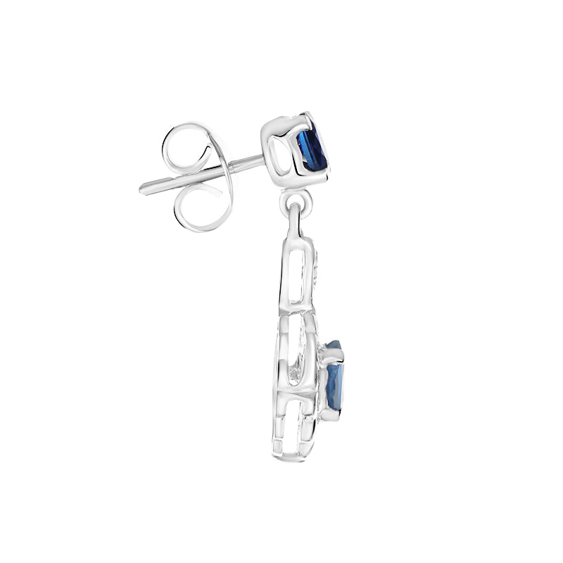 Sterling Silver Sapphire & Diamond Earrings