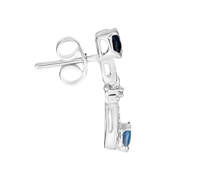 Sterling Silver Sapphire & Diamond Earrings