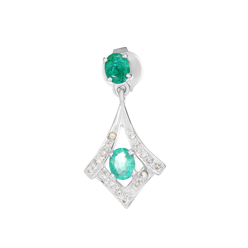 Sterling Silver Emerald & Diamond Earrings