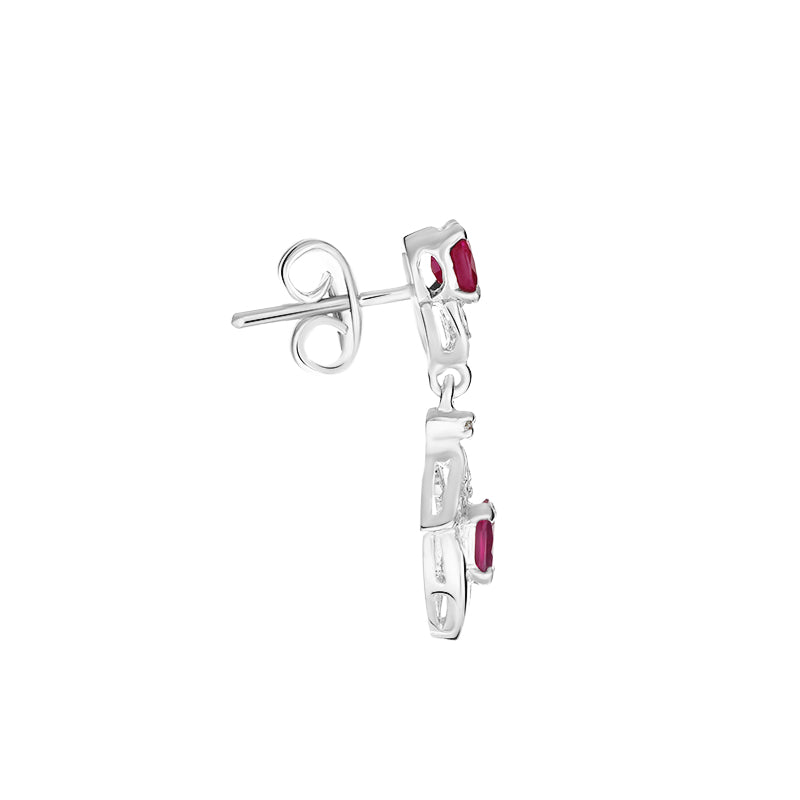 Sterling Silver Ruby & Diamond Earrings