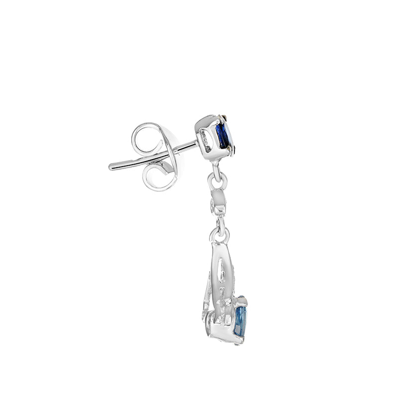 Sterling Silver Sapphire & Diamond Earrings