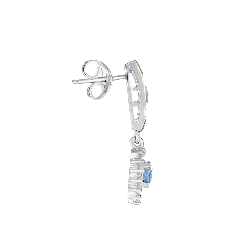 Sterling Silver Sapphire & Diamond Earrings