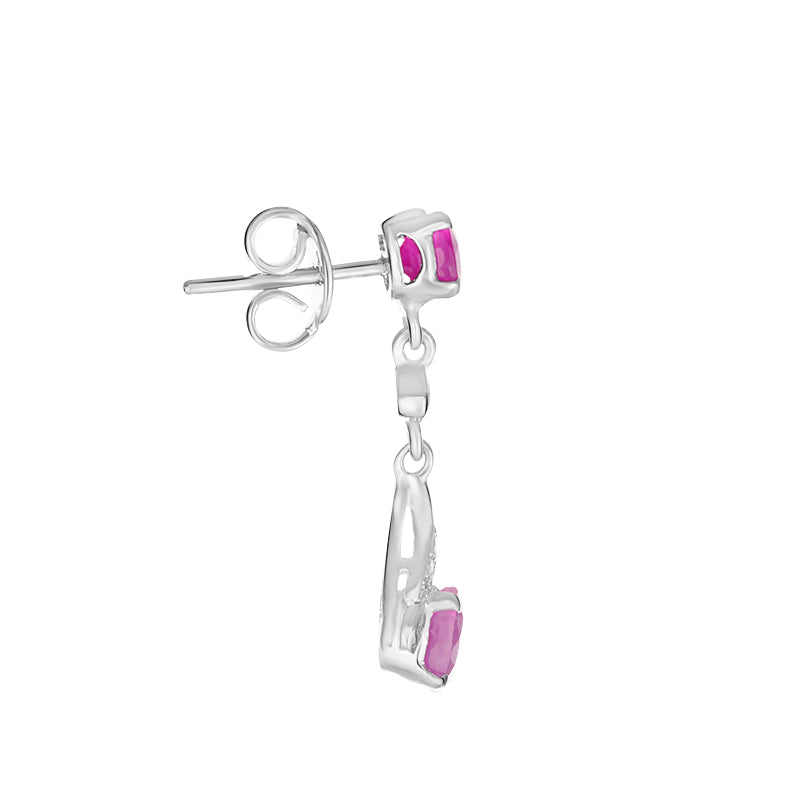 Sterling Silver Ruby & Diamond Earrings