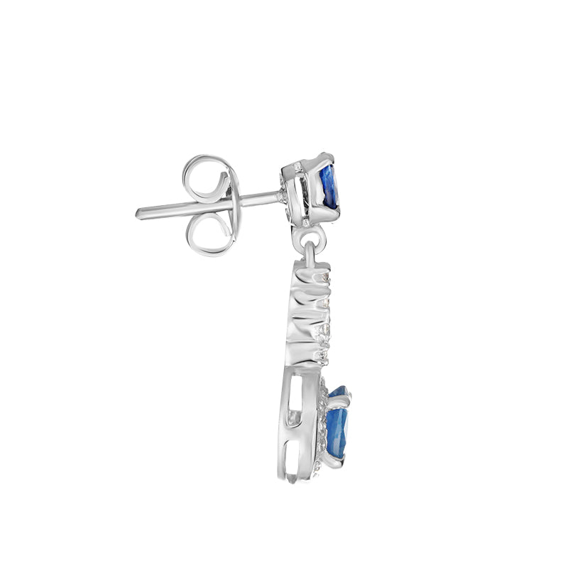 Sterling Silver Sapphire & Diamond Earrings