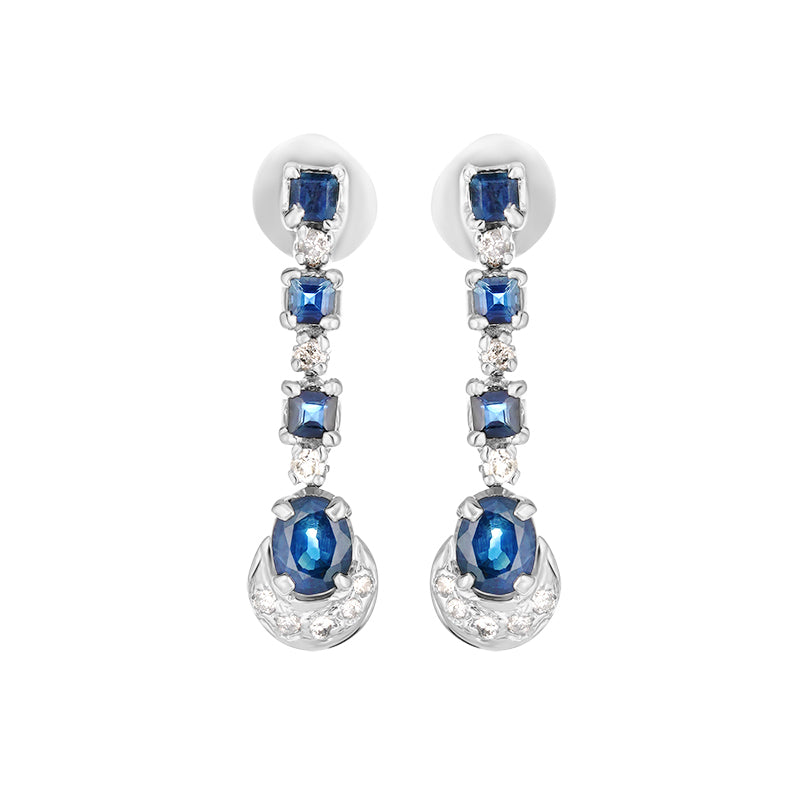 Sterling Silver Sapphire & Diamond Earrings