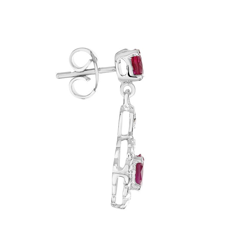 Sterling Silver Ruby & Diamond Earrings