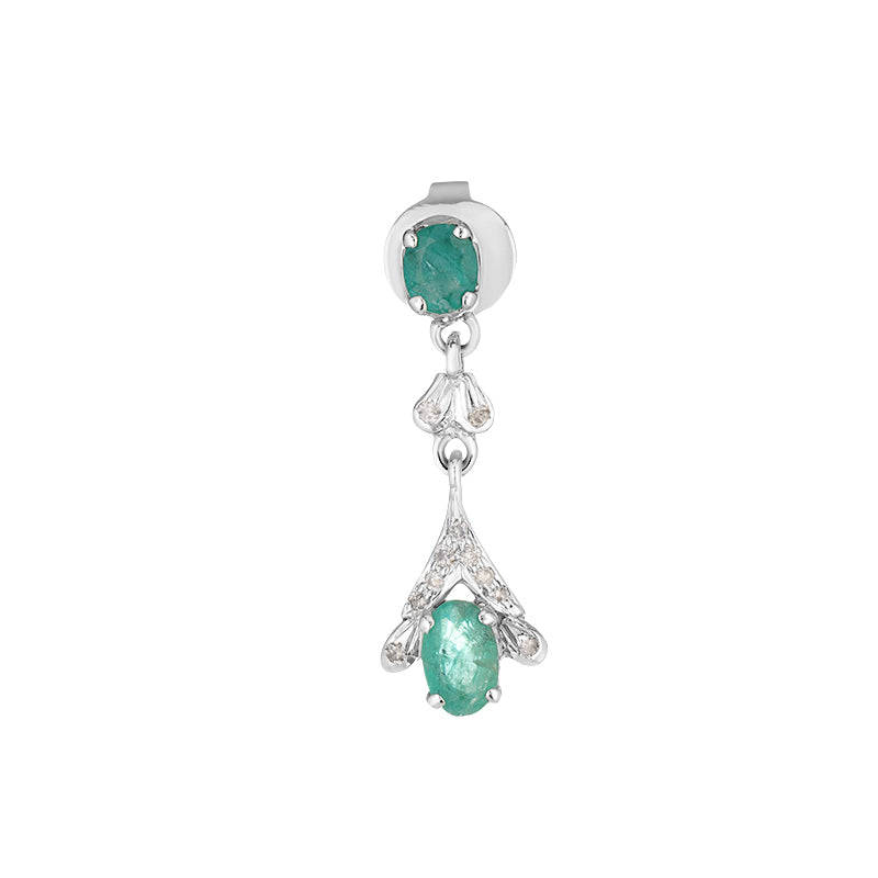 Sterling Silver Emerald & Diamond Earrings