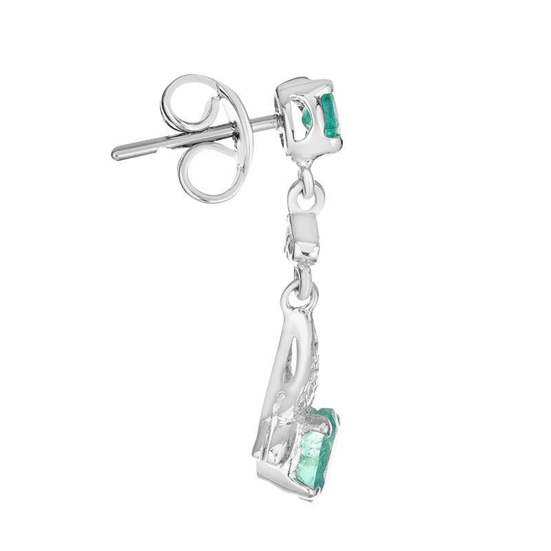 Sterling Silver Emerald & Diamond Earrings