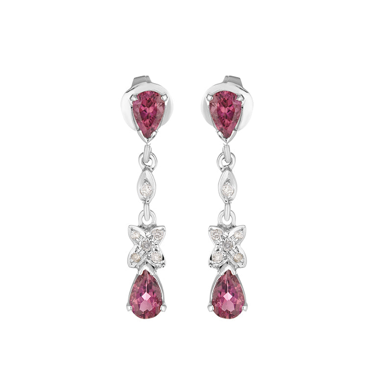 Sterling Silver Tourmaline & Diamond Earrings