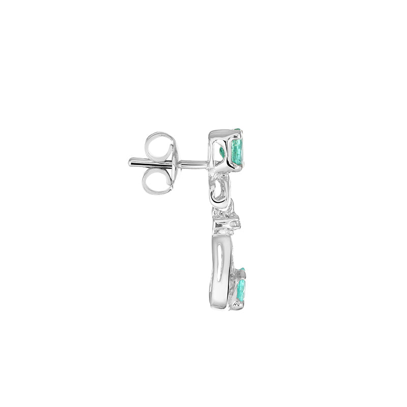 Sterling Silver Emerald & Diamond Earrings