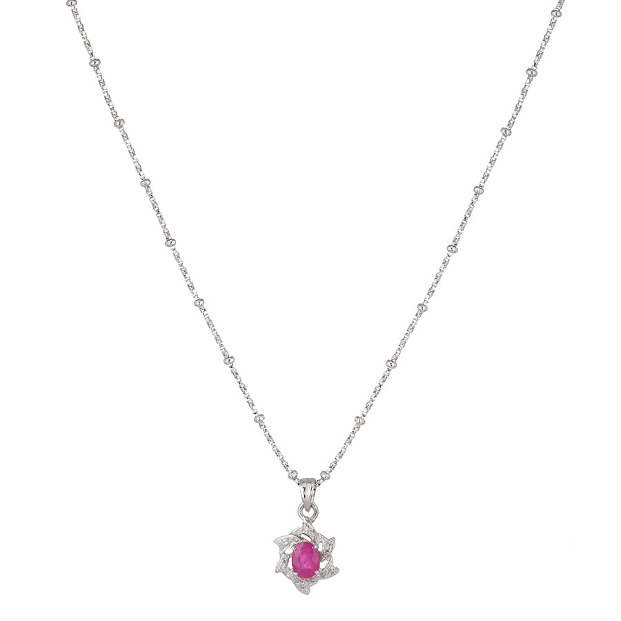 Sterling Silver Ruby & Diamond Pendant