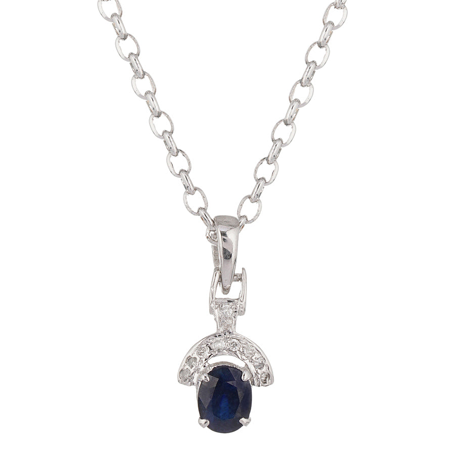 Sterling Silver Sapphire & Diamond Pendant