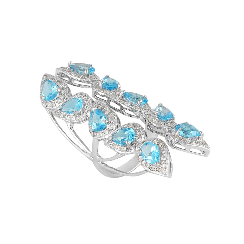 Blue Topaz & Zircon Ring in Sterling Silver