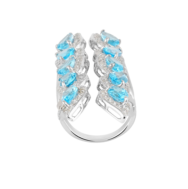 Blue Topaz & Zircon Ring in Sterling Silver