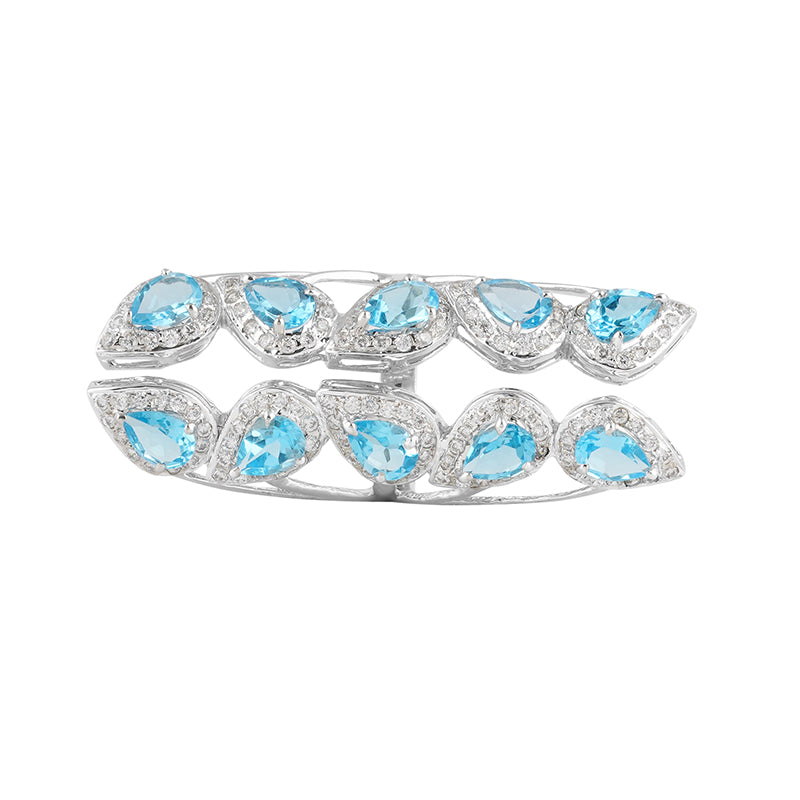 Blue Topaz & Zircon Ring in Sterling Silver