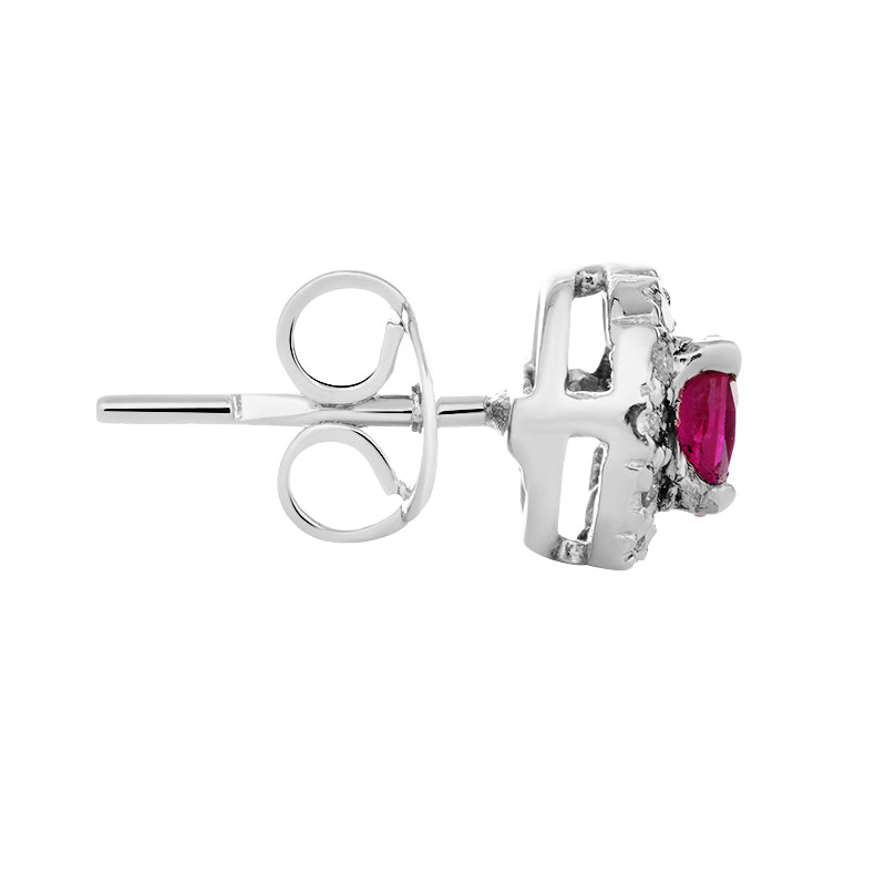 Sterling Silver Ruby & Diamond Stud