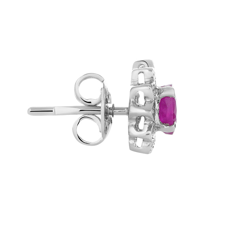 Sterling Silver Ruby & Diamond Stud