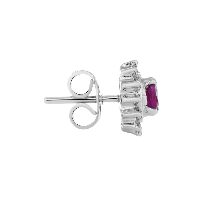 Sterling Silver Ruby & Diamond Stud