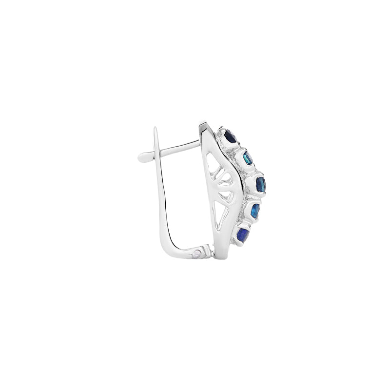 Sterling Silver Sapphire & Diamond Earrings