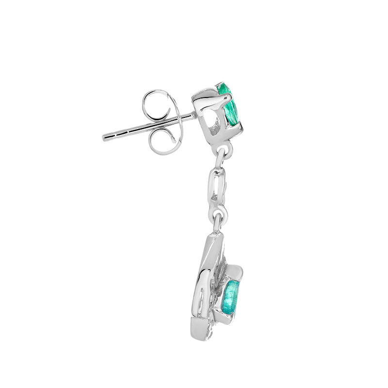 Sterling Silver Emerald & Diamond Earrings