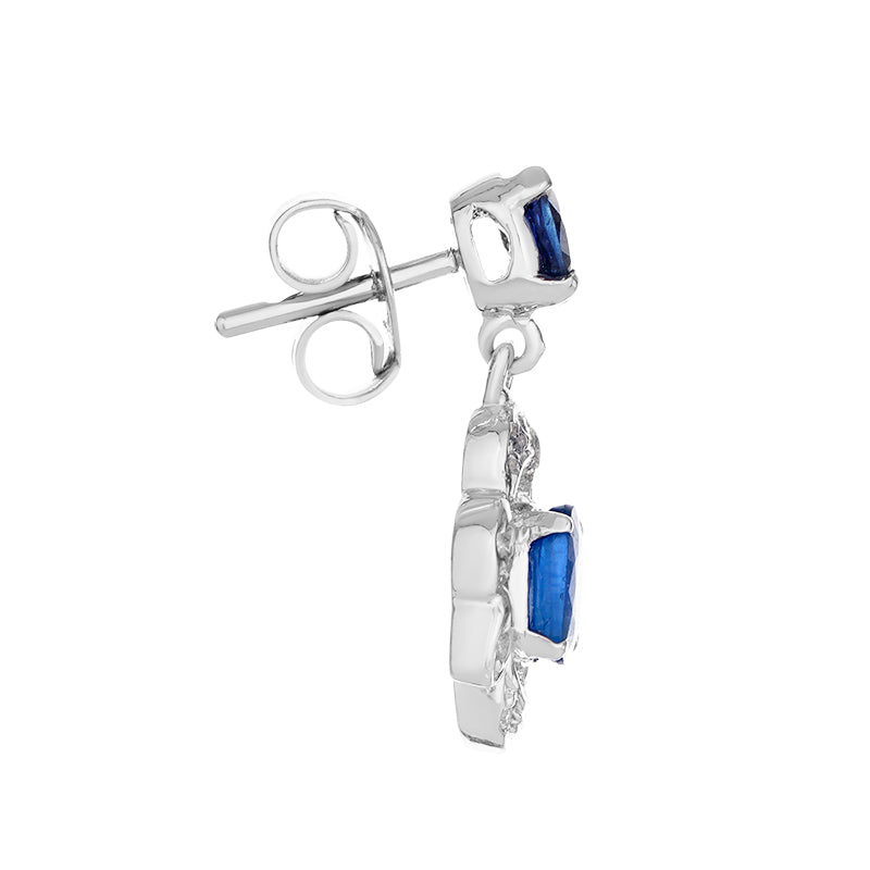 Sterling Silver Sapphire & Diamond Earrings