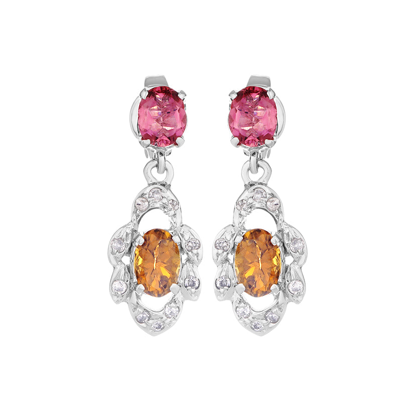 Sterling Silver Tourmaline & Diamond Earrings