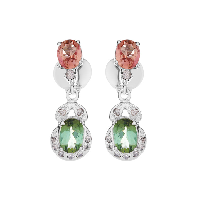 Sterling Silver Tourmaline & Diamond Earrings