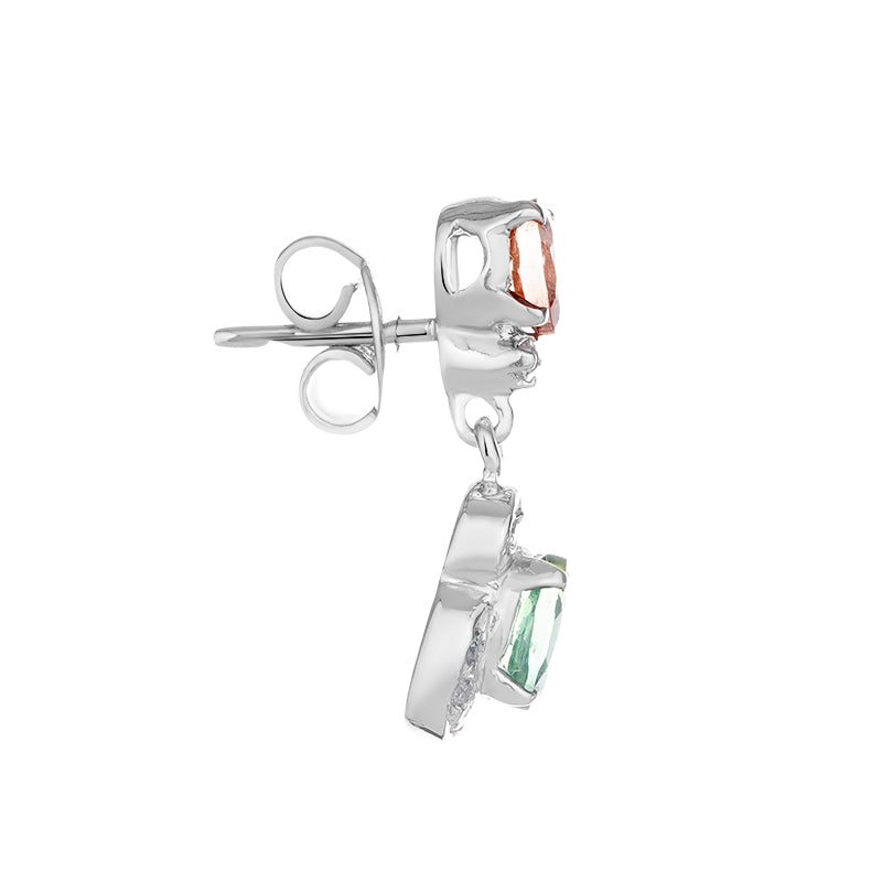 Sterling Silver Tourmaline & Diamond Earrings