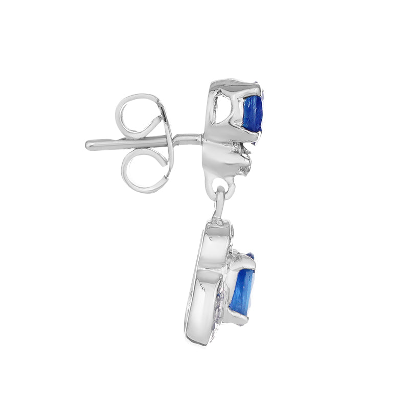 Sterling Silver Sapphire & Diamond Earrings