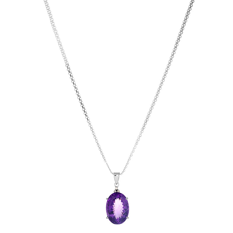 Sterling Silver Amethyst & Diamond Pendant