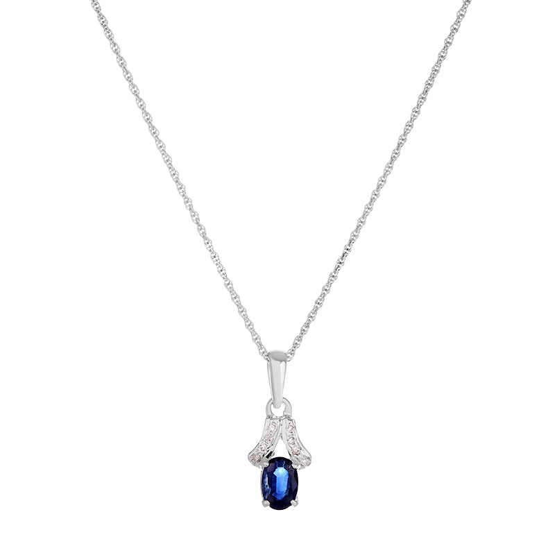 Sterling Silver Sapphire & Diamond Pendant