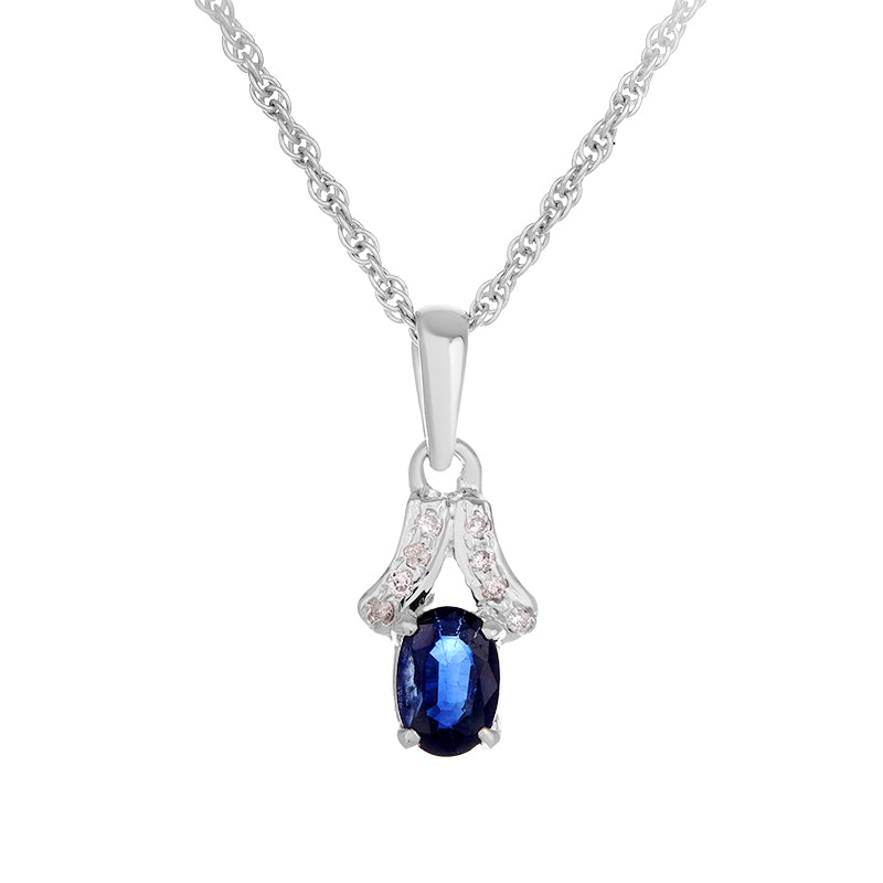 Sterling Silver Sapphire & Diamond Pendant