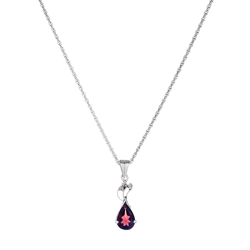 Sterling Silver Garnet & Diamond Pendant