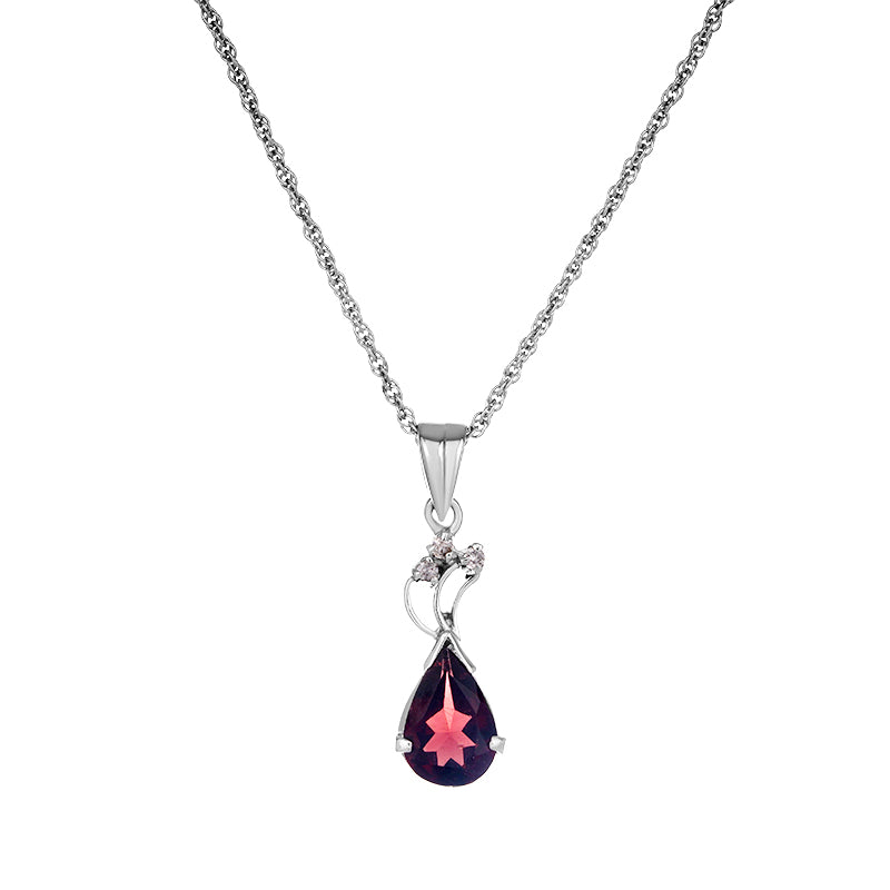 Sterling Silver Garnet & Diamond Pendant