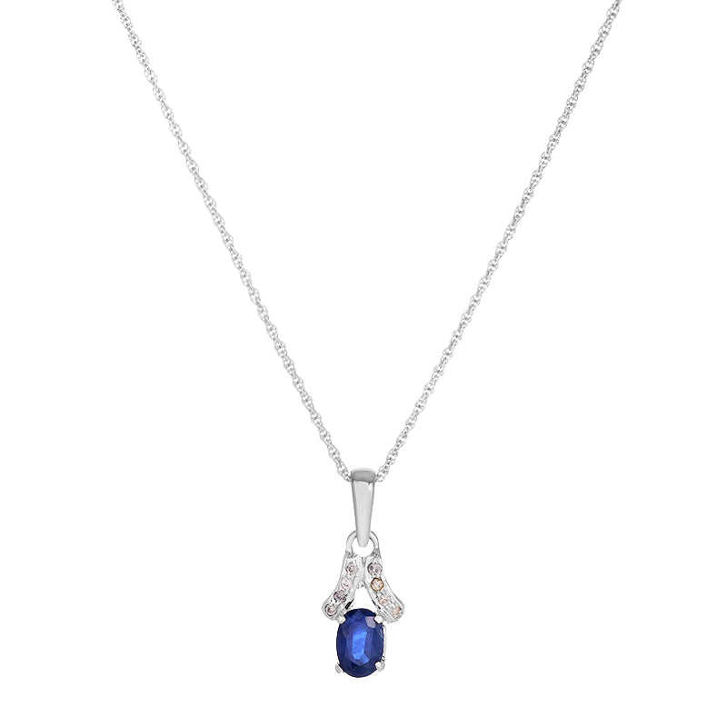 Sterling Silver Sapphire & Diamond Pendant