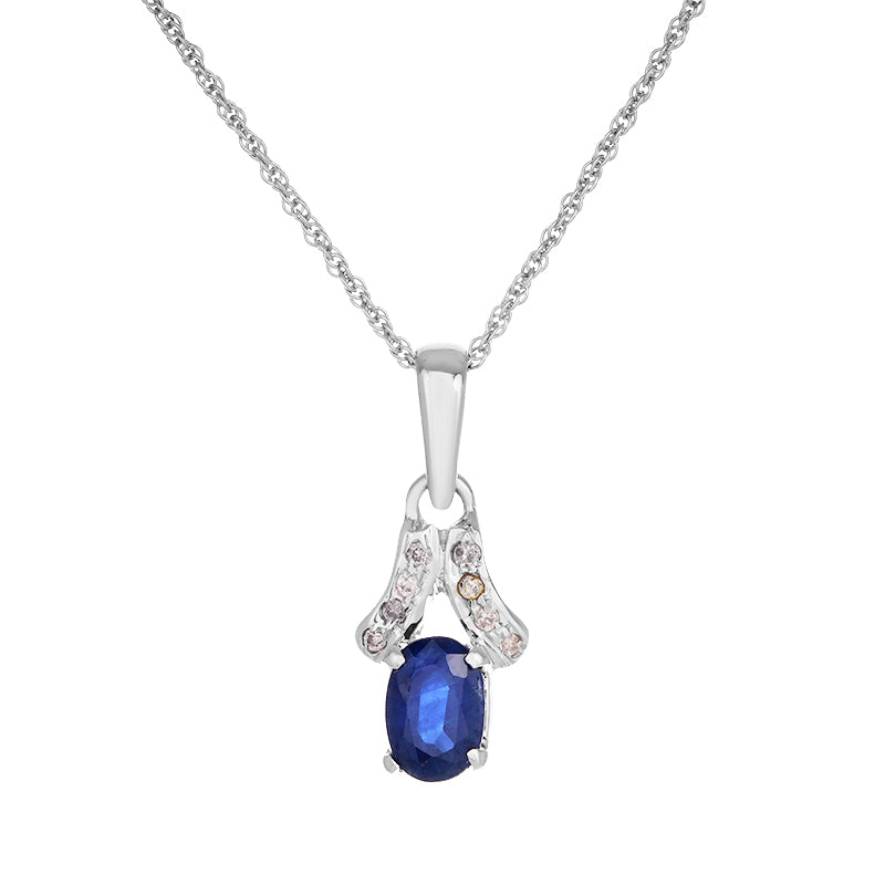 Sterling Silver Sapphire & Diamond Pendant