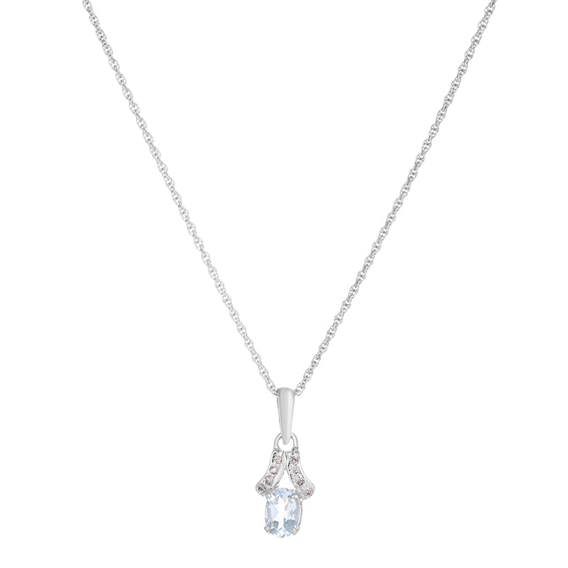 Sterling Silver Aqua & Diamond Pendant