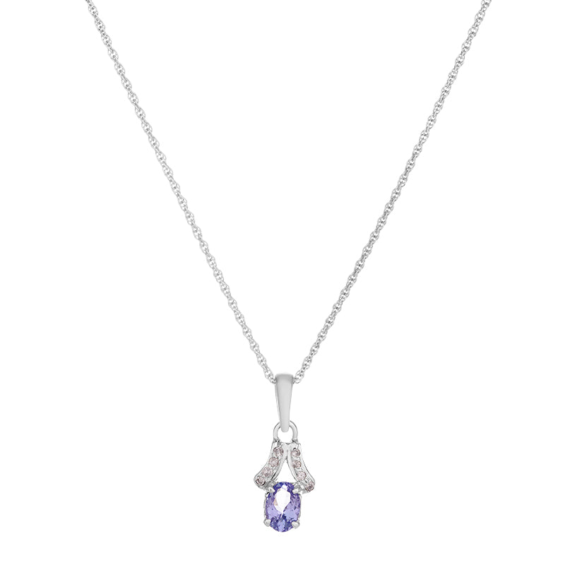 Sterling Silver Tanzanite & Diamond Pendant