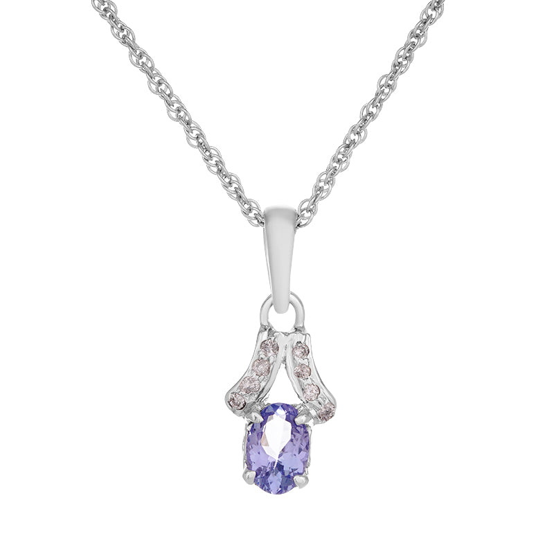 Sterling Silver Tanzanite & Diamond Pendant