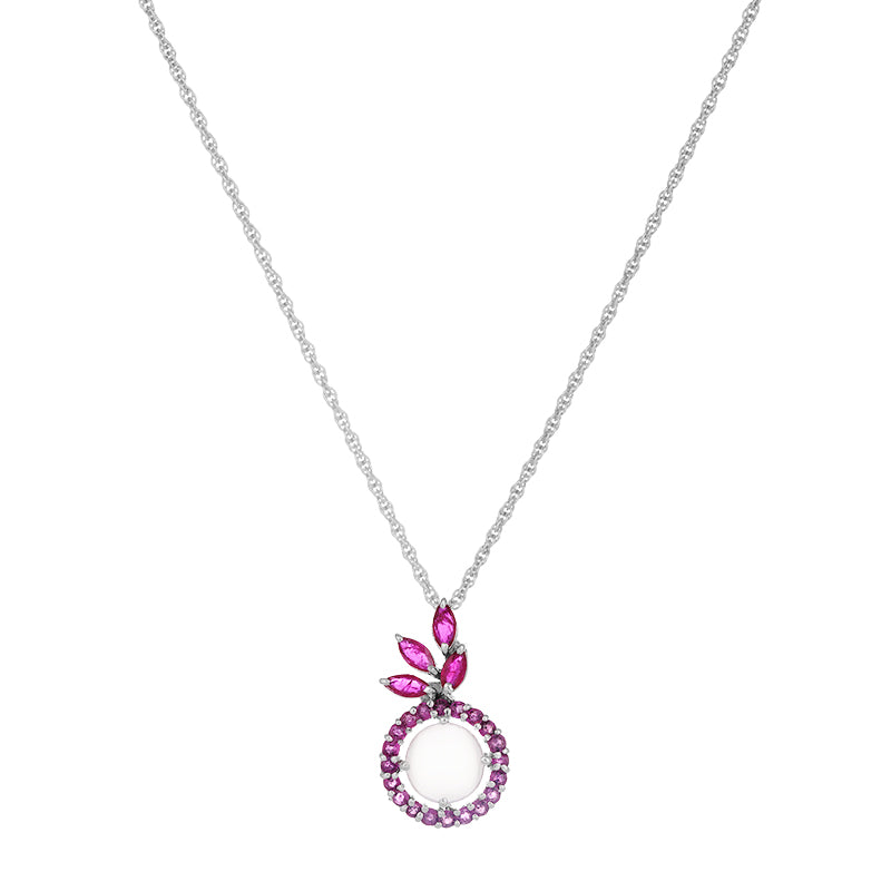 Sterling Silver Ruby, Diamond & Sapphire Pendant