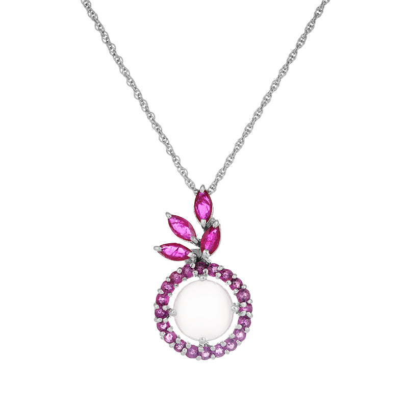 Sterling Silver Ruby, Diamond & Sapphire Pendant