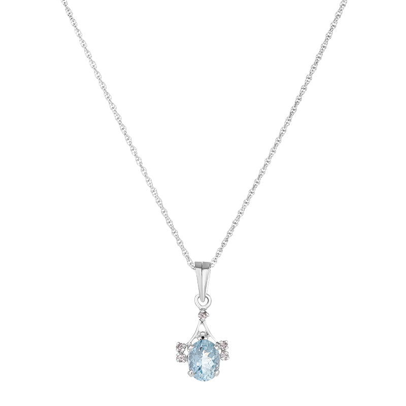 Sterling Silver Aqua & Diamond Pendant